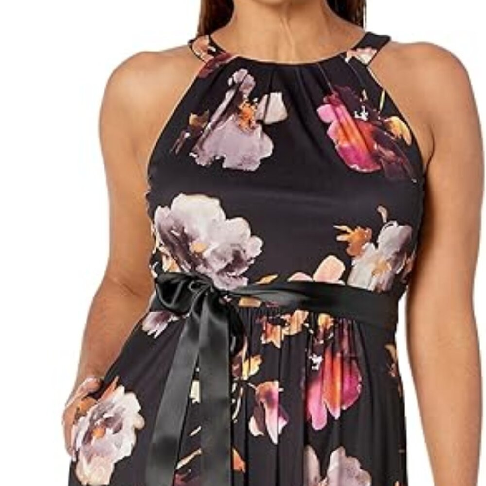 SLNY Floral Halter Maxi Dress | Size 12 | Sleeveless